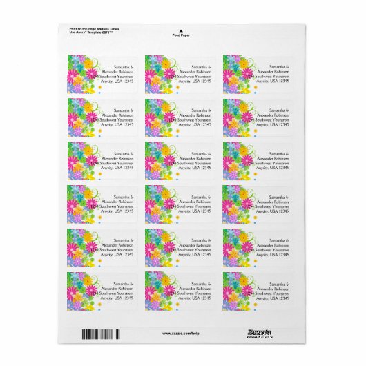 Kleurrijke paasbloempje etiket (Full Sheet)