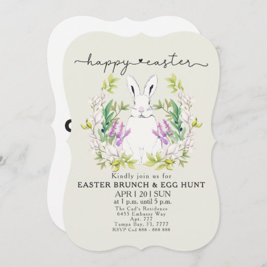 Kleurrijke paasbrunch en eierjacht uitnodiging (Voorkant / Achterkant)