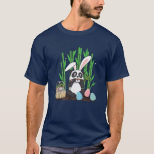 Kleurrijke paasdag T Cute Panda Bunny Egg Hunting T-shirt