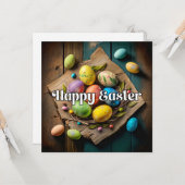  kleurrijke paasei collage kaart (Voorkant / Achterkant in situ)