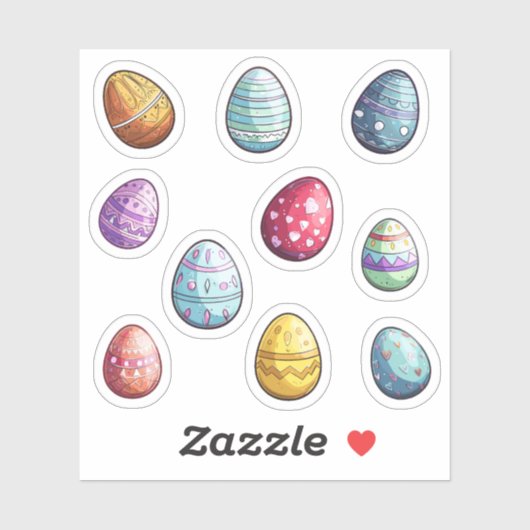 Kleurrijke paasei set sticker (Vel)