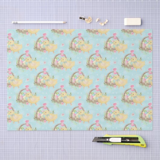 Kleurrijke paaseieren Baby Chicken Flowers Tissue Tissuepapier (Craft)