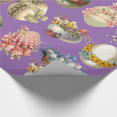 KLEURRIJKE PAASEIEREN, BLOEMEN, WITTE DUIVEN IN HE CADEAUPAPIER (Hoek)