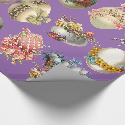 KLEURRIJKE PAASEIEREN, BLOEMEN, WITTE DUIVEN IN HE CADEAUPAPIER (Hoek)