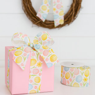 Kleurrijke Paaseieren en Tulpen Lente Ambacht Grosgrain Lint
