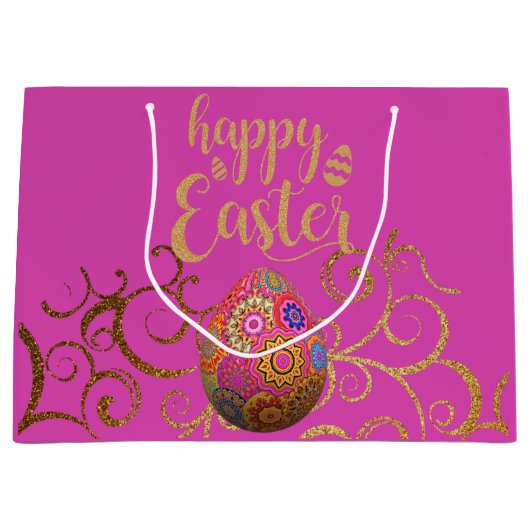 Kleurrijke paaseieren groot cadeauzakje (Voorkant)