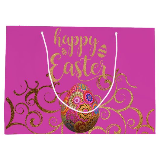 Kleurrijke paaseieren groot cadeauzakje (Achterkant)