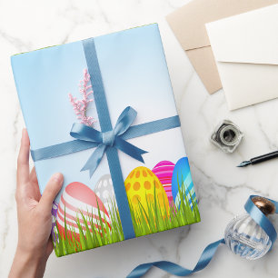 Kleurrijke Paaseieren in Gras Cadeaupapier