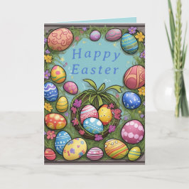 Kleurrijke Paaseieren Kerstkaart Feestdagen Kaart