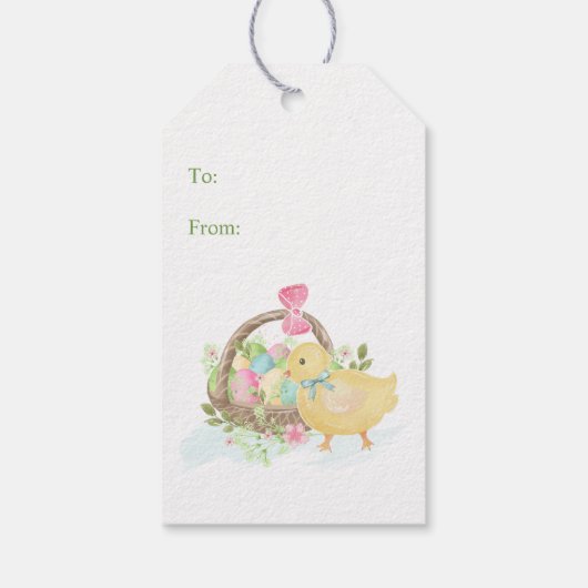 Kleurrijke paaseieren klinken kuikens cadeaulabel (Achterkant)