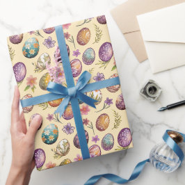 Kleurrijke paaseieren lente pastel bloemmotief cadeaupapier