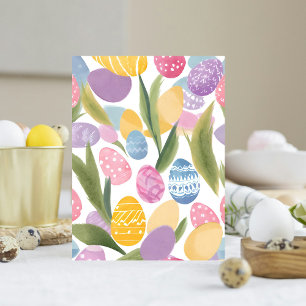 Kleurrijke Paaseieren   Mooie Aquarel Schildering Briefkaart