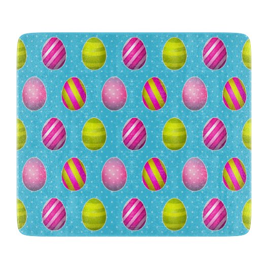 Kleurrijke paaseieren op poka Dot Background Snijplank (Voorkant)
