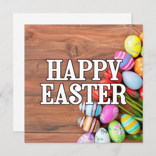 Kleurrijke Paaseieren & Tulpenbloemen Kaart (Voorkant / Achterkant)