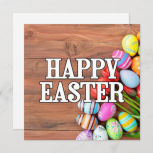 Kleurrijke Paaseieren & Tulpenbloemen Kaart