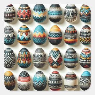 Kleurrijke paaseieren vierkante sticker
