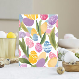 Kleurrijke paaseieren |  Waterverf geschilderd Briefkaart