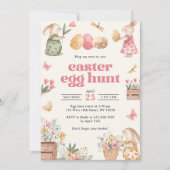 Kleurrijke Paashaas Easter Egg Hunt Party Kaart (Voorkant)