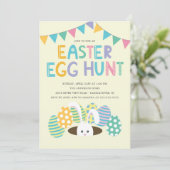 Kleurrijke Paashaas Easter Egg Hunt Party Kaart (Staand voorkant)