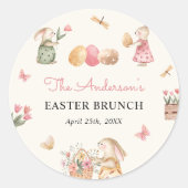 Kleurrijke Paashaas Easter Egg Hunt Party Ronde Sticker (Voorkant)