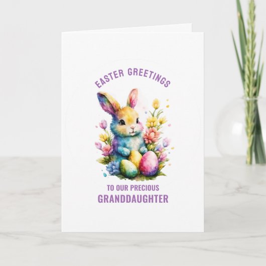 Kleurrijke paashaas kleindochter begroeting kaart (Voorkant)