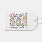 Kleurrijke paashaas met bogen cadeaulabel (Voorkant (Horizontaal))