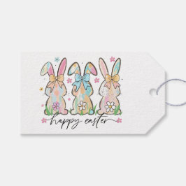 Kleurrijke paashaas met bogen cadeaulabel