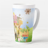 Kleurrijke paashaas met konijnenoren latte mok (Rechterhoek)