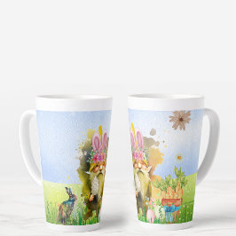 Kleurrijke paashaas met konijnenoren latte mok