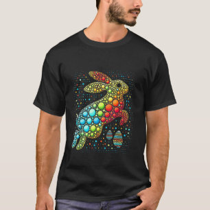 Kleurrijke Paashaas Regenboog Gestippelde Kunst me T-shirt