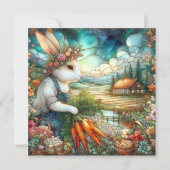 Kleurrijke Paaskonijn Country Garden Feestdagenkaart (Voorkant)