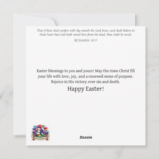 Kleurrijke Paaskonijn Country Garden Feestdagenkaart (Achterkant)