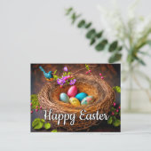 Kleurrijke paasmand gevuld met eieren briefkaart (Staand voorkant)
