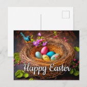 Kleurrijke paasmand gevuld met eieren briefkaart (Voorkant / Achterkant)