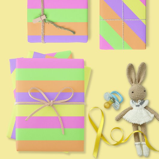 Kleurrijke Paasstrepen Inpakpapier Vel