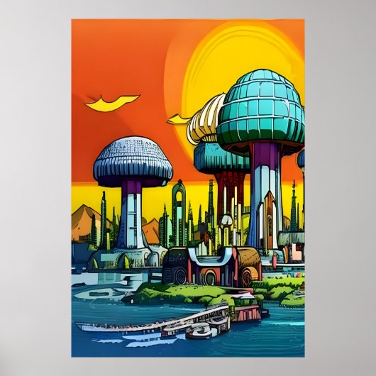 Kleurrijke paddenstoel | AI Art Poster (Voorkant)