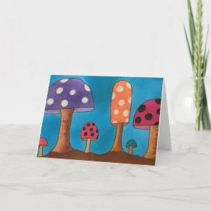 Kleurrijke Paddenstoel Aquarel Lege Wenskaart Kaart