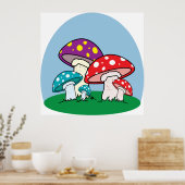 Kleurrijke Paddenstoel Paddenstoelentuin Poster (Keuken)