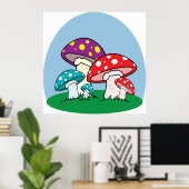 Kleurrijke Paddenstoel Paddenstoelentuin Poster (Thuiskantoor)