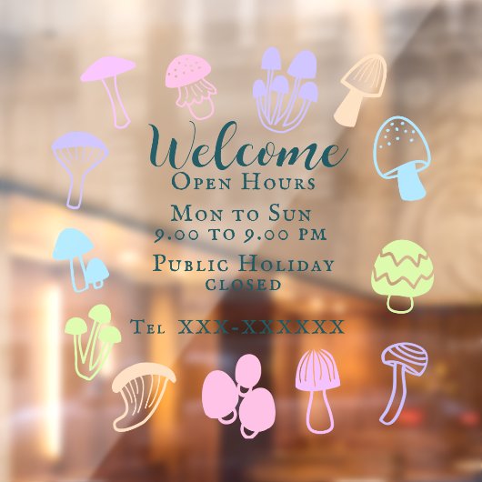 Kleurrijke Paddenstoel Raamsticker (Vel 2)