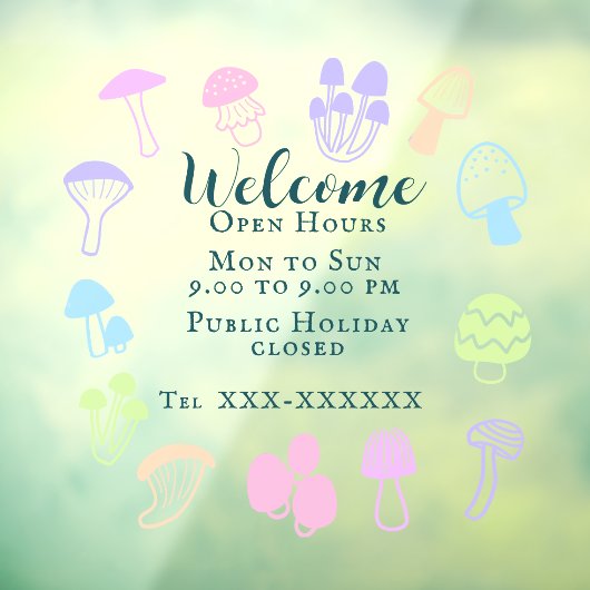 Kleurrijke Paddenstoel Raamsticker (Vel 3)