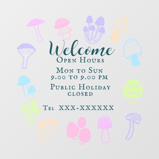 Kleurrijke Paddenstoel Raamsticker (Vel)