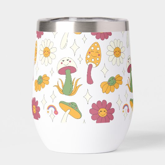 Kleurrijke Paddenstoel, Regenboog en Madeliefjes P (Achterkant)