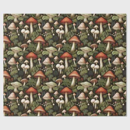 Kleurrijke paddenstoelen 2 - cadeaupapier (Vlak)