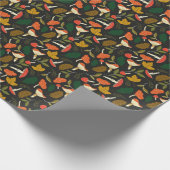 Kleurrijke paddenstoelen, bladeren,  full colour. cadeaupapier (Hoek)