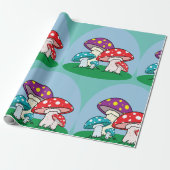 Kleurrijke paddenstoelen cadeaupapier (Uitgerold)