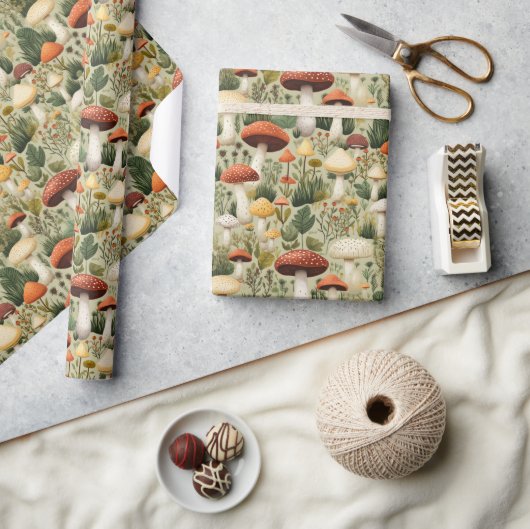 Kleurrijke paddenstoelen - cadeaupapier (Crafts)