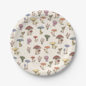 Kleurrijke paddenstoelen Doodle Patroon Papieren Bordje (Voorkant)