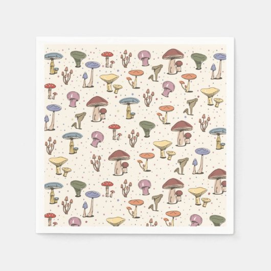 Kleurrijke paddenstoelen Doodle Patroon Servet (Voorkant)