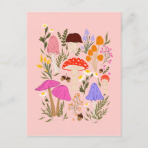 Kleurrijke paddenstoelen en natuurbloemen illustra